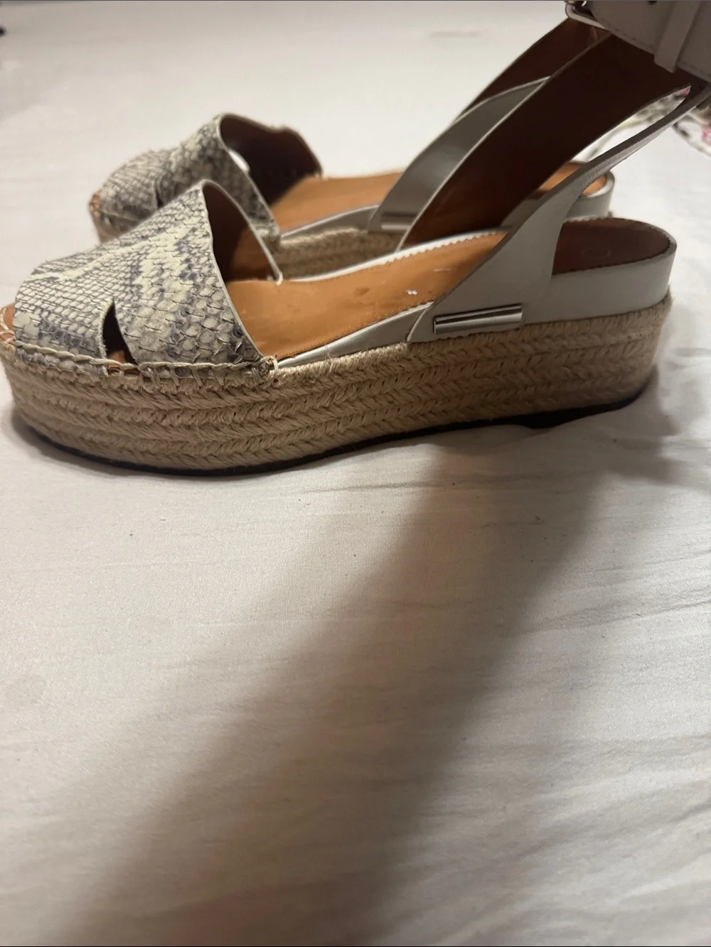 SARTO By Franco Sarto Cream Snake-Print Espadrille Sandals
